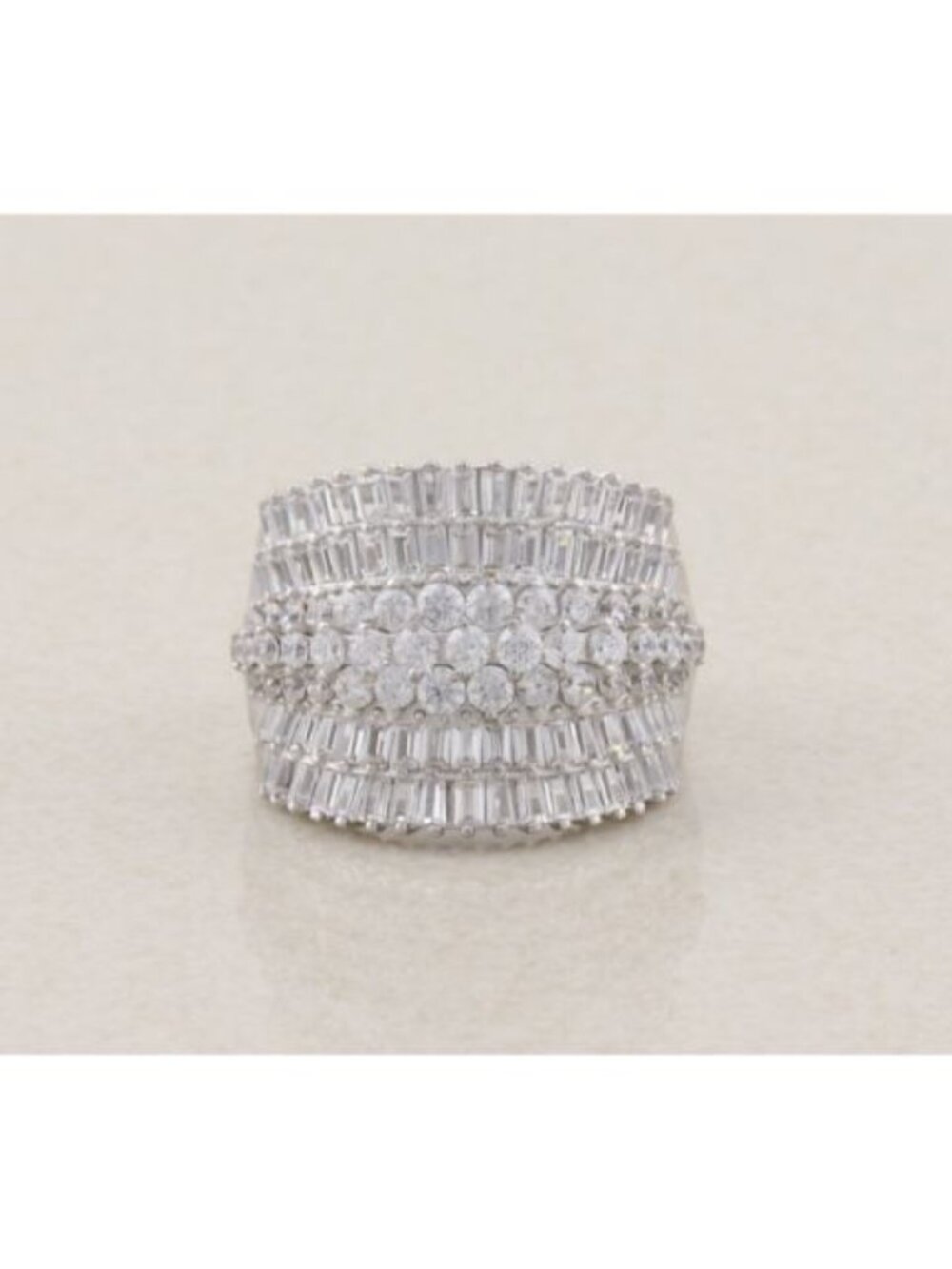 Sterling Silver Sparkly Bold Cubic Zirconia CZ Statement Ring Size 10